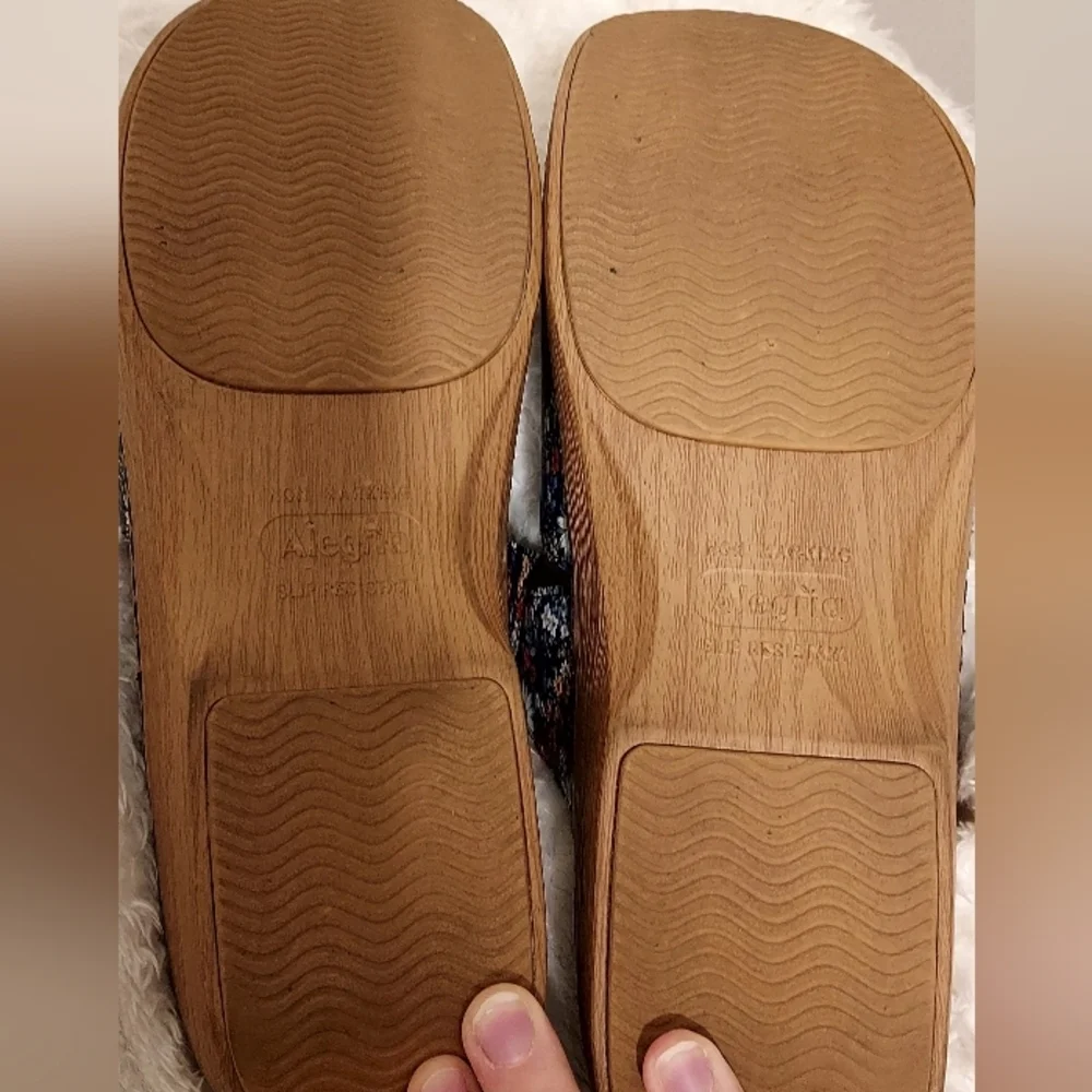 Alegria Floral Double Buckle Platform Slip On Sandals - Picture 5 of 6